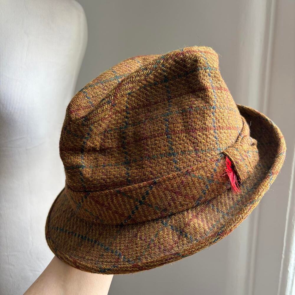 Brown Tweed Dobbs Fifth Ave Fedora Size 7 1/4